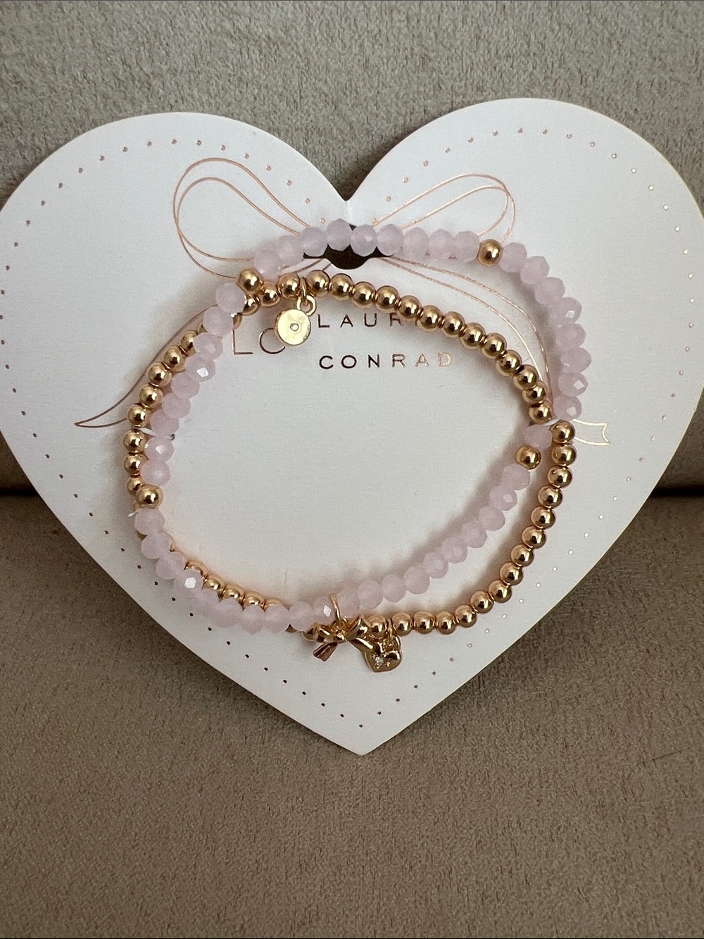 NWT LC Lauren Conrad Pink Beaded Stretch Bracelet Set